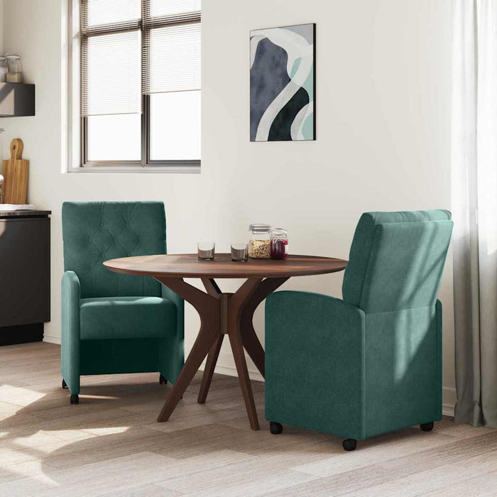 Scaune de dining cu roți 2 pcs Verde închis 58 x 67 x 97 cm - WALTI WALTI
