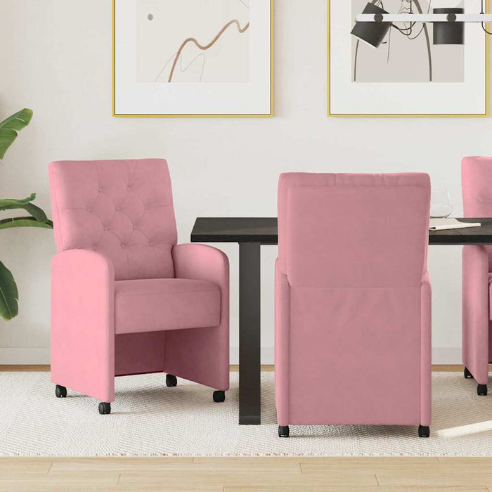 Scaune de dining cu roți 2 pcs Roz 58 x 67 x 97 cm Catifea - WALTI WALTI