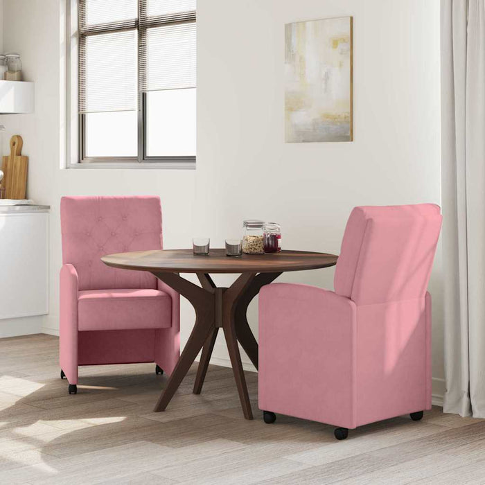 Scaune de dining cu roți 2 pcs Roz 58 x 67 x 97 cm Catifea - WALTI WALTI