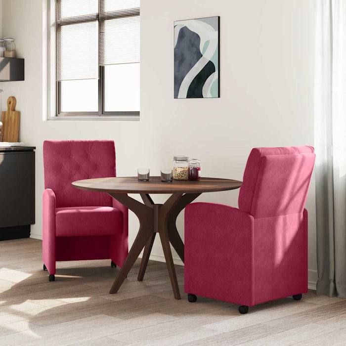 Scaune de dining cu roți 2 pcs bordo 58 x 67 x 97 cm Catifea - WALTI WALTI