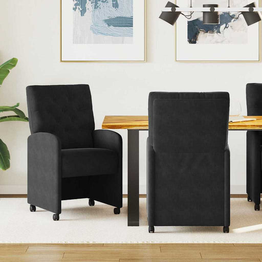 Scaune de dining cu roți 2 pcs Negru 58 x 67 x 97 cm Catifea - WALTI WALTI