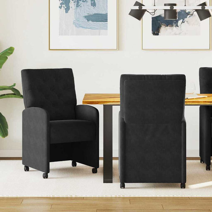 Scaune de dining cu roți 2 pcs Negru 58 x 67 x 97 cm Catifea - WALTI WALTI