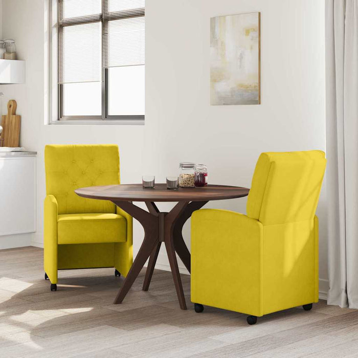 Scaune de dining cu roți 2 pcs Galben 58 x 67 x 97 cm Catifea - WALTI WALTI