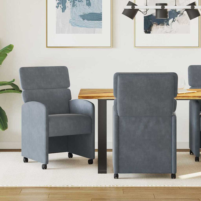 Scaune de dining cu roți 2 pcs Gri închis 58 x 65 x 98 cm - WALTI WALTI