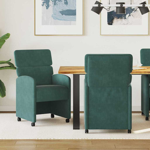 Scaune de dining cu roți 2 pcs Verde închis 58 x 65 x 98 cm - WALTI WALTI