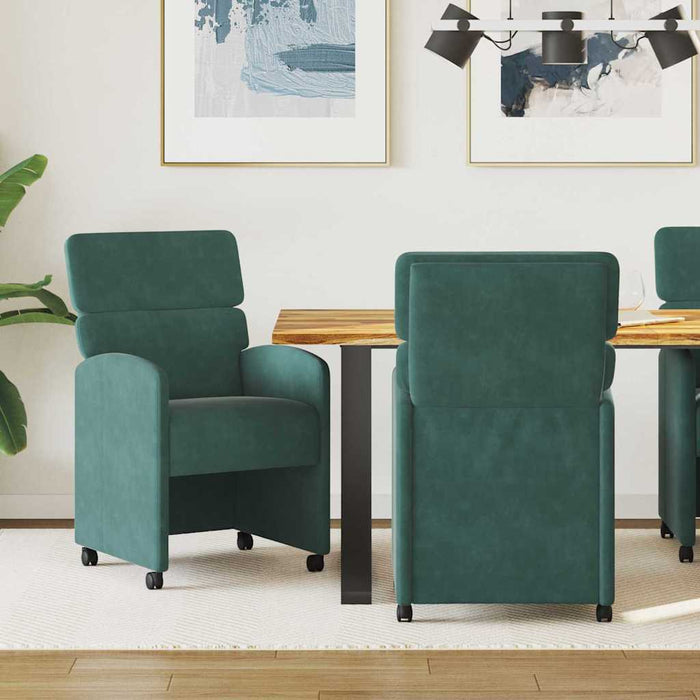 Scaune de dining cu roți 2 pcs Verde închis 58 x 65 x 98 cm - WALTI WALTI