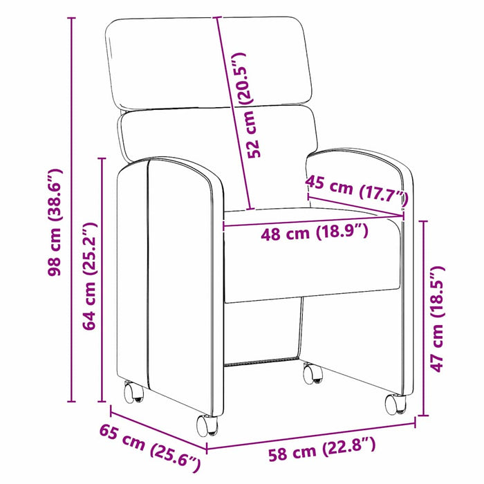 Scaune de dining cu roți 2 pcs Lysegrønn 58 x 65 x 98 cm - WALTI WALTI