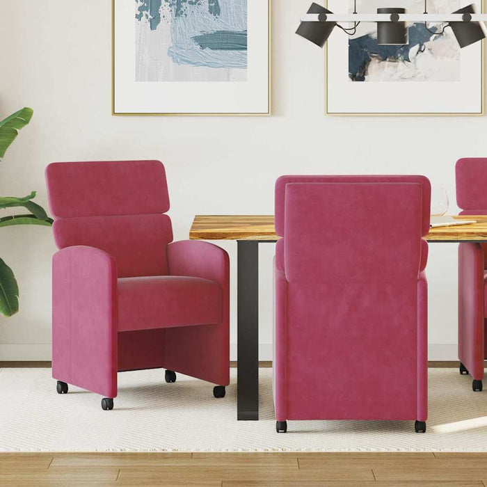 Scaune de dining cu roți 2 pcs bordo 58 x 65 x 98 cm Catifea - WALTI WALTI