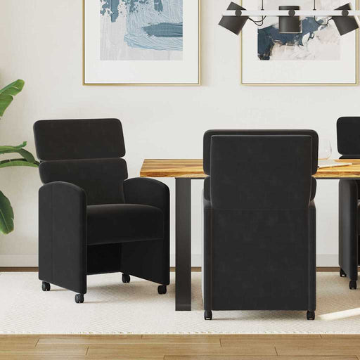 Scaune de dining cu roți 2 pcs Negru 58 x 65 x 98 cm Catifea - WALTI WALTI