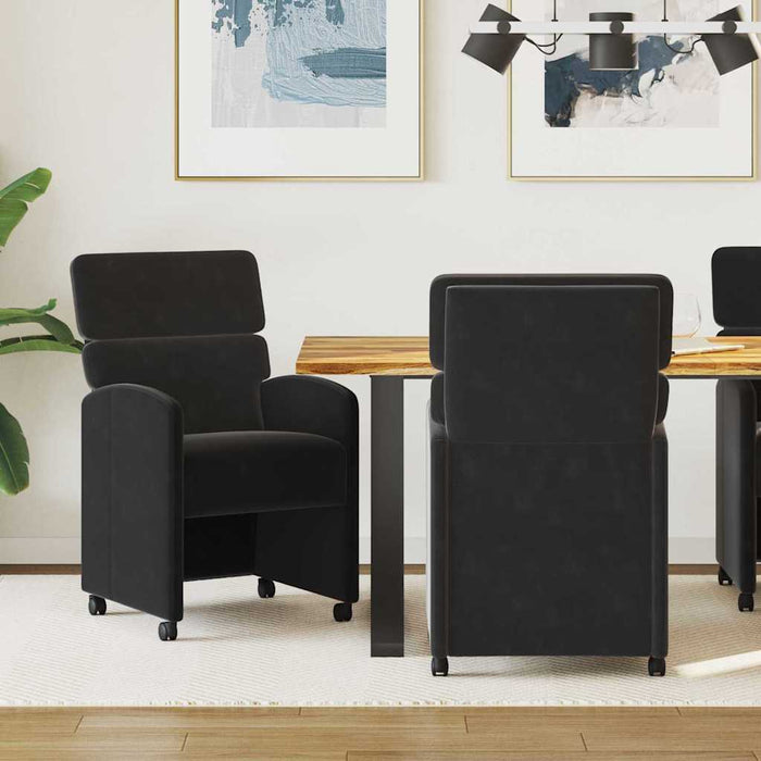 Scaune de dining cu roți 2 pcs Negru 58 x 65 x 98 cm Catifea - WALTI WALTI