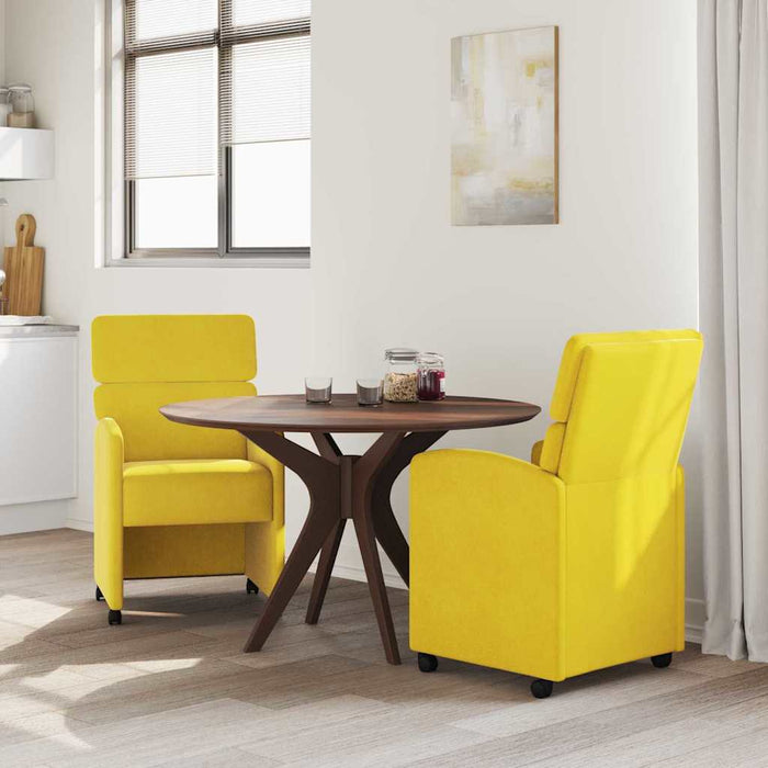 Scaune de dining cu roți 2 pcs Galben 58 x 65 x 98 cm Catifea - WALTI WALTI