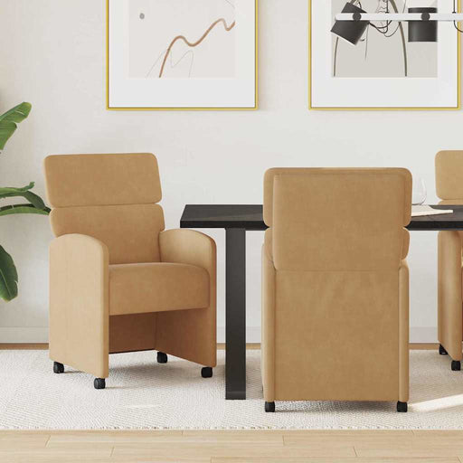 Scaune de dining cu roți 2 pcs Maro 58 x 65 x 98 cm Catifea - WALTI WALTI