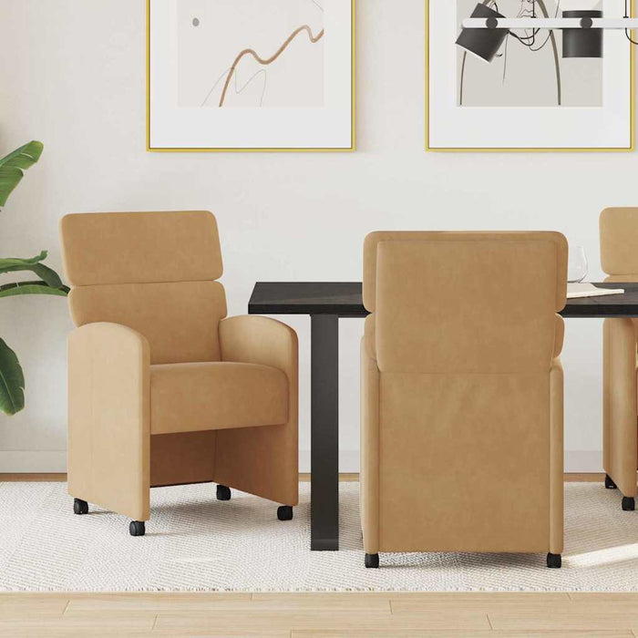 Scaune de dining cu roți 2 pcs Maro 58 x 65 x 98 cm Catifea - WALTI WALTI