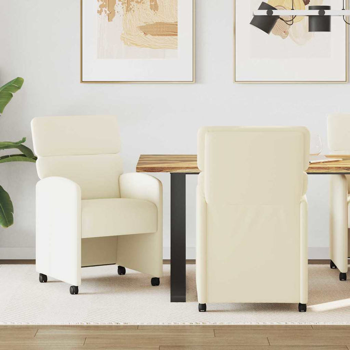 Scaune de dining cu roți cu roți 2 pcs Crem 58 x 65 x 98 cm - WALTI WALTI