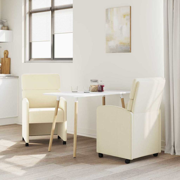 Scaune de dining cu roți cu roți 2 pcs Crem 58 x 65 x 98 cm - WALTI WALTI