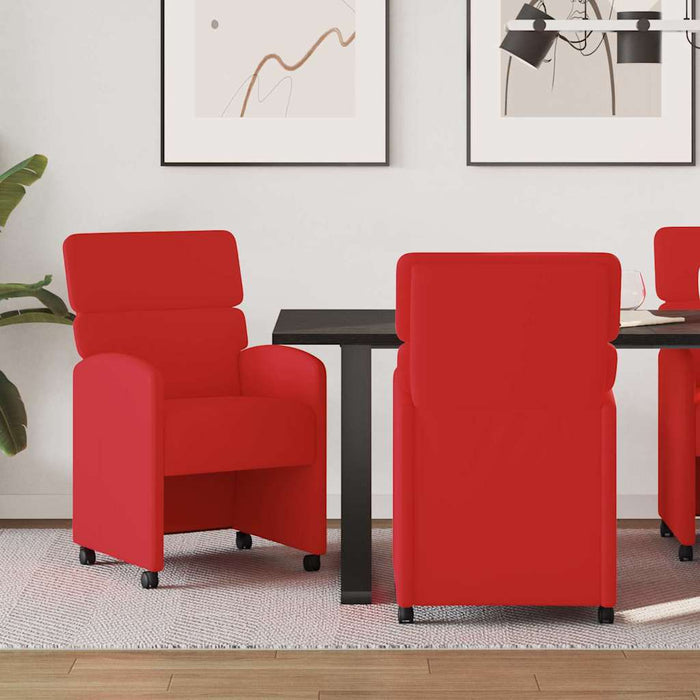 Scaune de dining cu roți cu roți 2 pcs Roșu 58 x 65 x 98 cm - WALTI WALTI