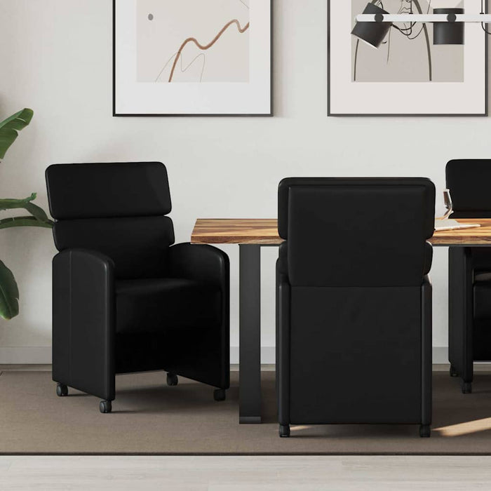 Scaune de dining cu roți cu roți 2 pcs Negru 58 x 65 x 98 cm - WALTI WALTI