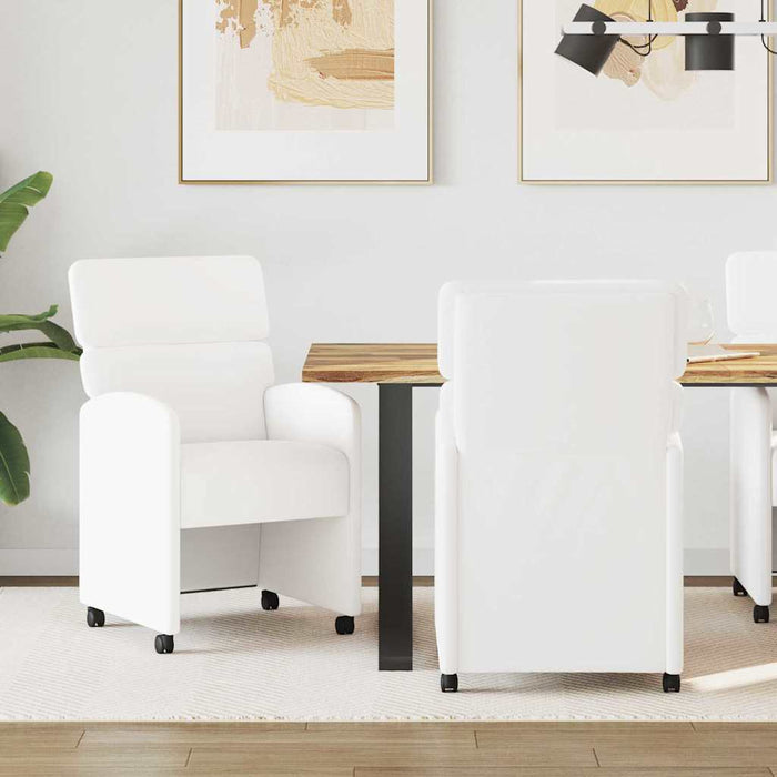 Scaune de dining cu roți cu roți 2 pcs Alb 58 x 65 x 98 cm - WALTI WALTI