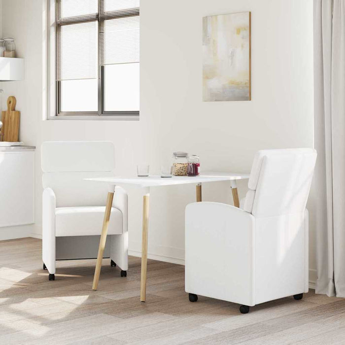 Scaune de dining cu roți cu roți 2 pcs Alb 58 x 65 x 98 cm - WALTI WALTI