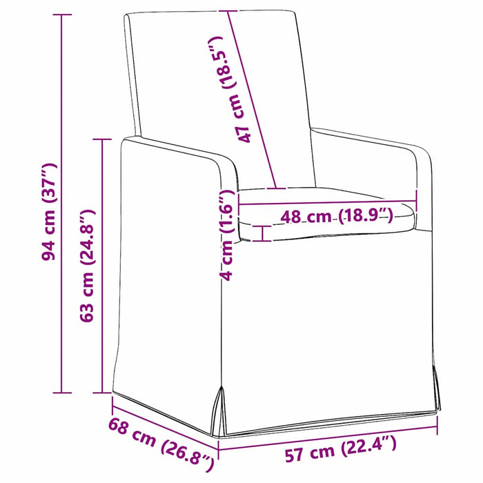 Scaune de dining 2 pcs albastru 57 x 67 x 95 cm țesătură - WALTI WALTI