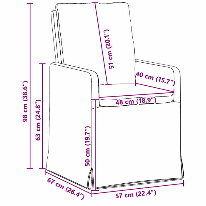 Scaune de dining 2 pcs Gri închis 57 x 67 x 98 cm țesătură - WALTI WALTI