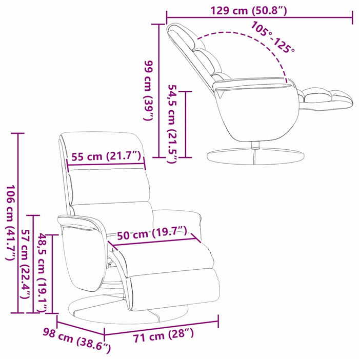 Fotoliu recliner Alb 98 x 71 x 106 cm PU WALTI