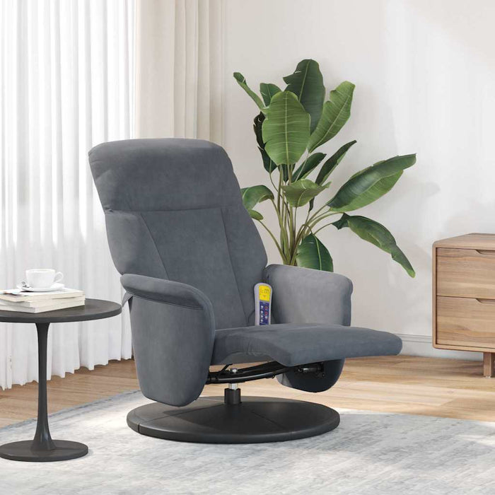 Scaun reclinabil cu masaj Gri închis 91 x 71 x 105 cm Catifea - WALTI WALTI