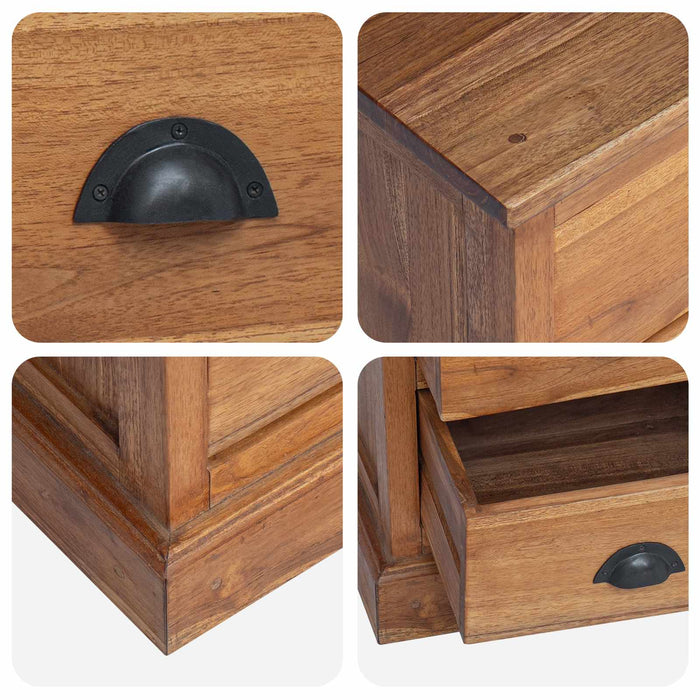 Noptieră cu sertar natural 40 x 30 x 50 cm Lemn solid de tec - WALTI WALTI