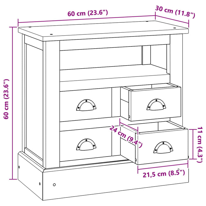 Dulap de depozitare Maro 60 x 30 x 60 cm Lemn solid de tec - WALTI WALTI
