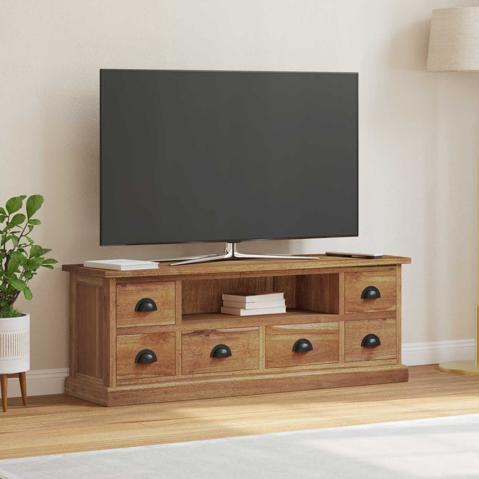 Support TV cu sertar natural 110 x 30 x 40 cm Lemn solid de tec - WALTI WALTI