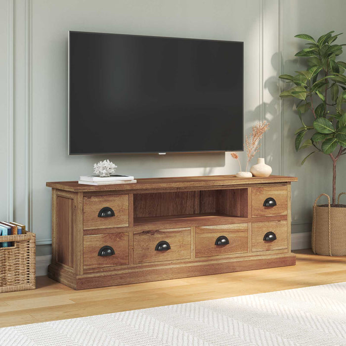 Support TV cu sertar natural 110 x 30 x 40 cm Lemn solid de tec - WALTI WALTI