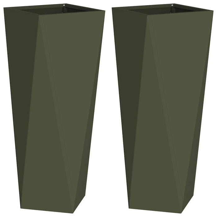 Jardinieră 2 pcs Verde măsliniu 30 x 30 x 75 cm Oțel - WALTI WALTI