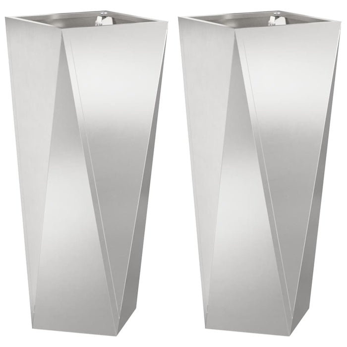 Jardinieră 2 pcs Argintiu 30 x 30 x 75 cm Oţel inoxidabil WALTI