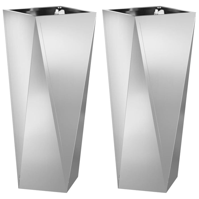 Jardinieră 2 pcs Argintiu 30 x 30 x 75 cm Oțel Galvanizat - WALTI WALTI
