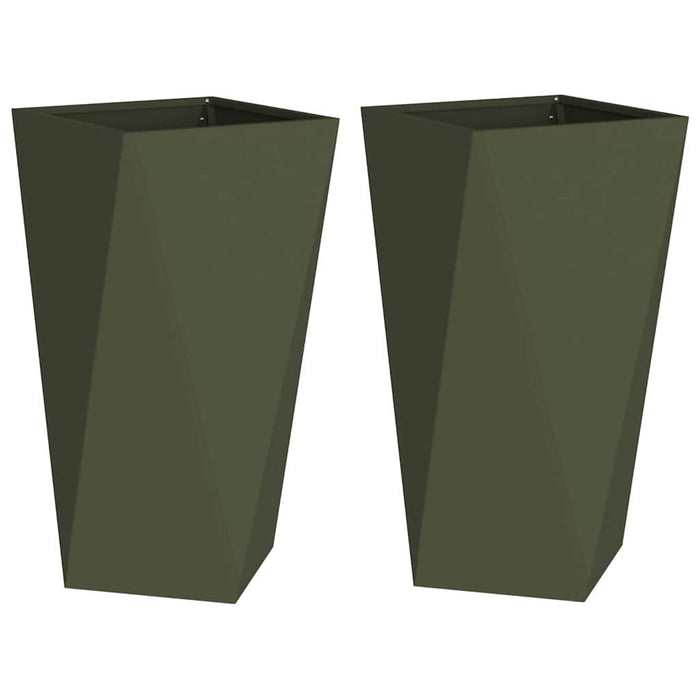 Jardinieră 2 pcs Verde măsliniu 40 x 40 x 75 cm Oțel - WALTI WALTI