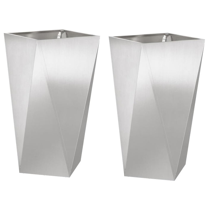 Jardinieră 2 pcs Argintiu 40 x 40 x 75 cm Oţel inoxidabil - WALTI WALTI