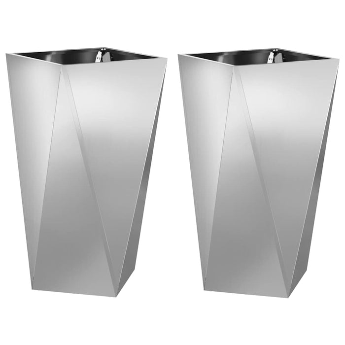 Jardinieră 2 pcs Argintiu 40 x 40 x 75 cm Oțel Galvanizat - WALTI WALTI