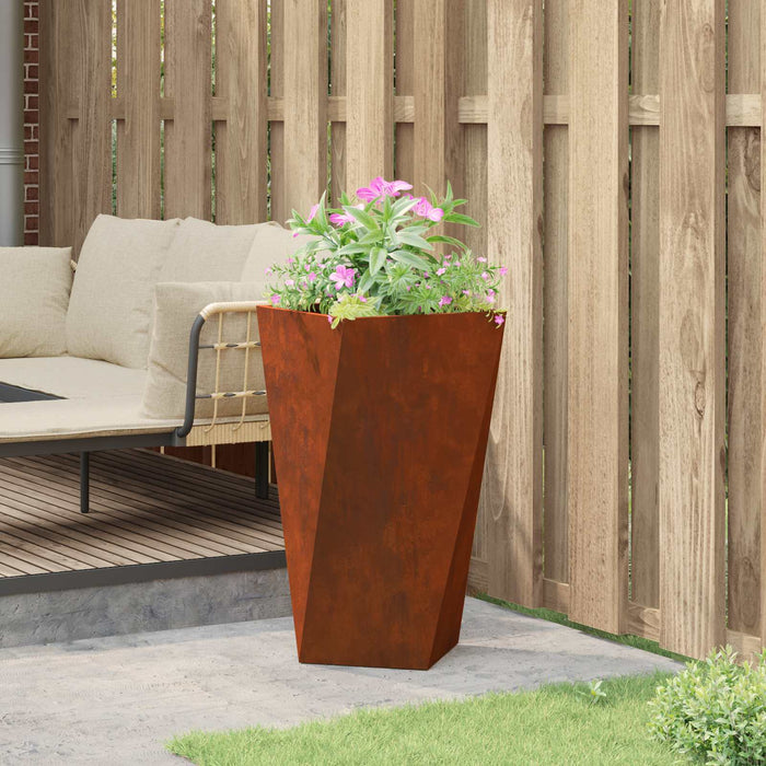Jardinieră Ruginit 40 x 40 x 75 cm Oțel rezistent de intemperii - WALTI WALTI