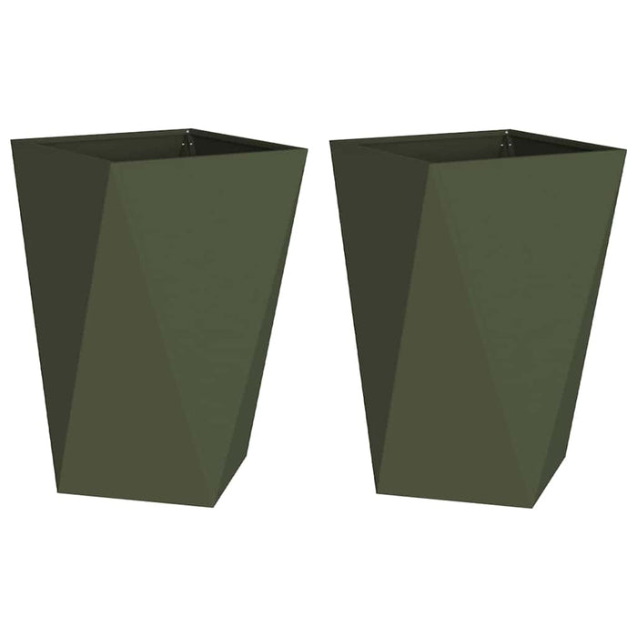 Jardinieră 2 pcs Verde măsliniu 50 x 50 x 75 cm Oțel - WALTI WALTI