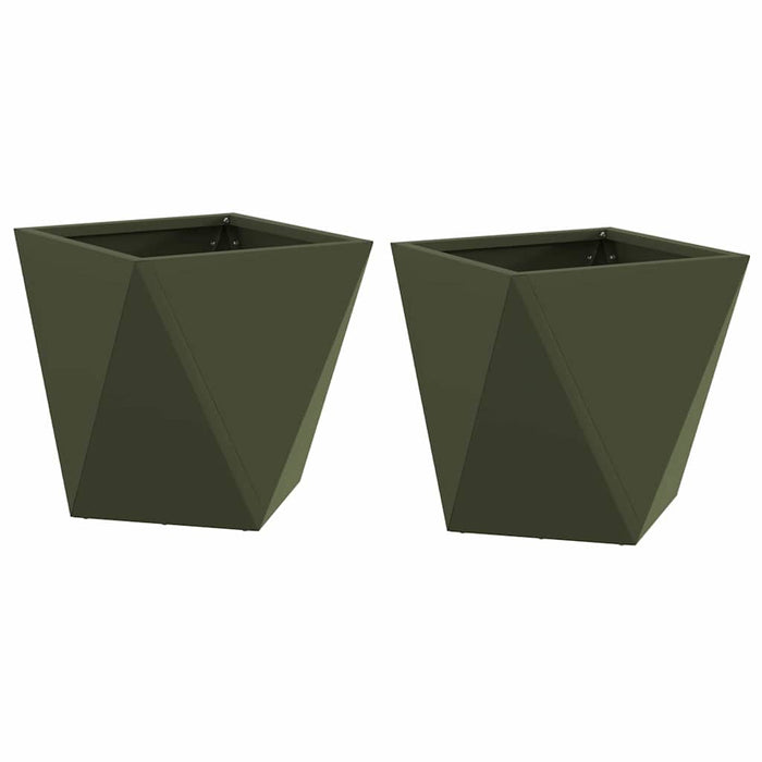 Jardinieră 2 pcs Verde măsliniu 30 x 30 x 30 cm Oțel - WALTI WALTI