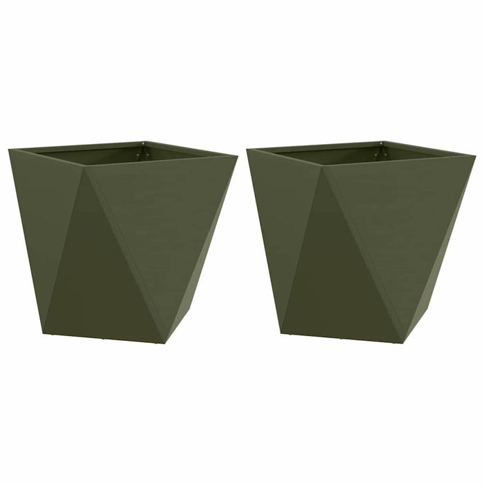 Jardinieră 2 pcs Verde măsliniu 40 x 40 x 40 cm Oțel - WALTI WALTI