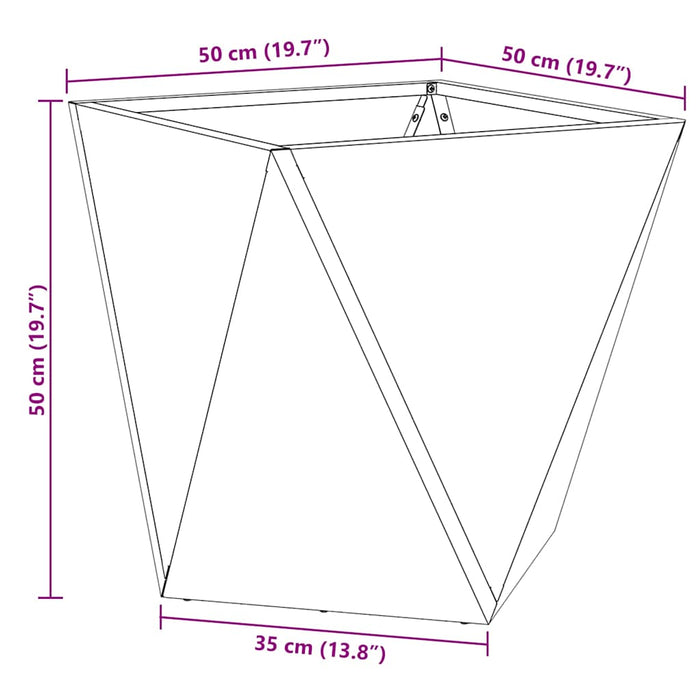 Jardinieră 2 pcs Antracit 50 x 50 x 50 cm Oțel - WALTI WALTI