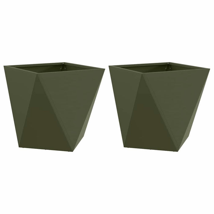 Jardinieră 2 pcs Verde măsliniu 50 x 50 x 50 cm Oțel - WALTI WALTI