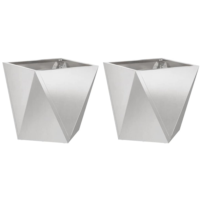 Jardinieră 2 pcs Argintiu 50 x 50 x 50 cm Oţel inoxidabil - WALTI WALTI