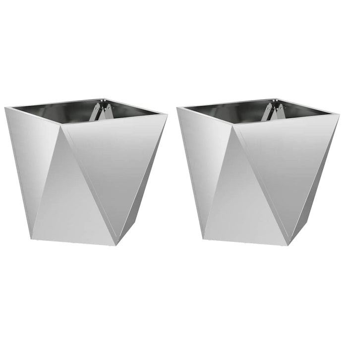 Jardinieră 2 pcs Argintiu 50 x 50 x 50 cm Oțel Galvanizat - WALTI WALTI