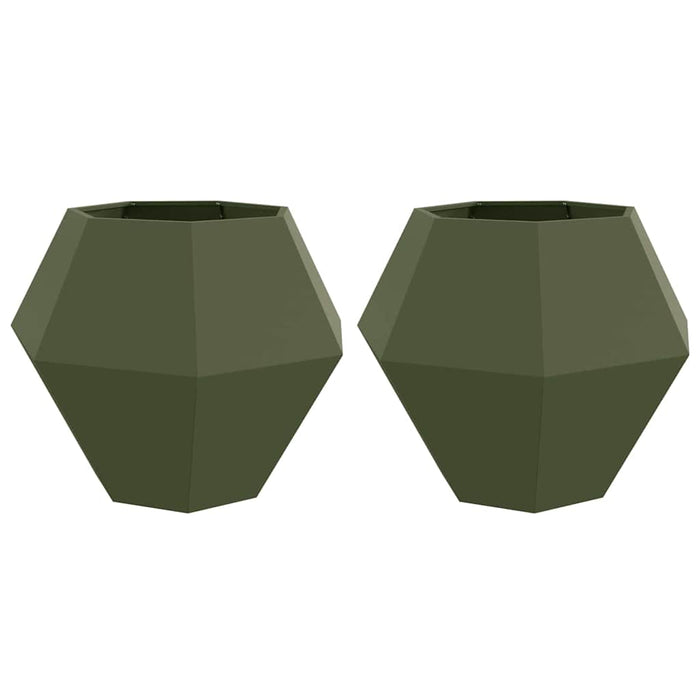 Jardinieră 2 pcs Verde măsliniu 100 x 100 x 80 cm Oțel - WALTI WALTI