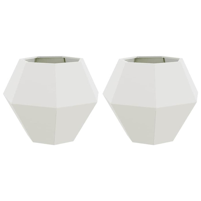 Jardinieră 2 pcs Alb 75 x 75 x 60 cm Oțel - WALTI WALTI