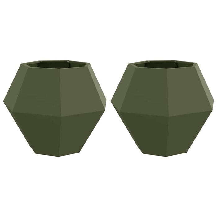 Jardinieră 2 pcs Verde măsliniu 75 x 75 x 60 cm Oțel WALTI