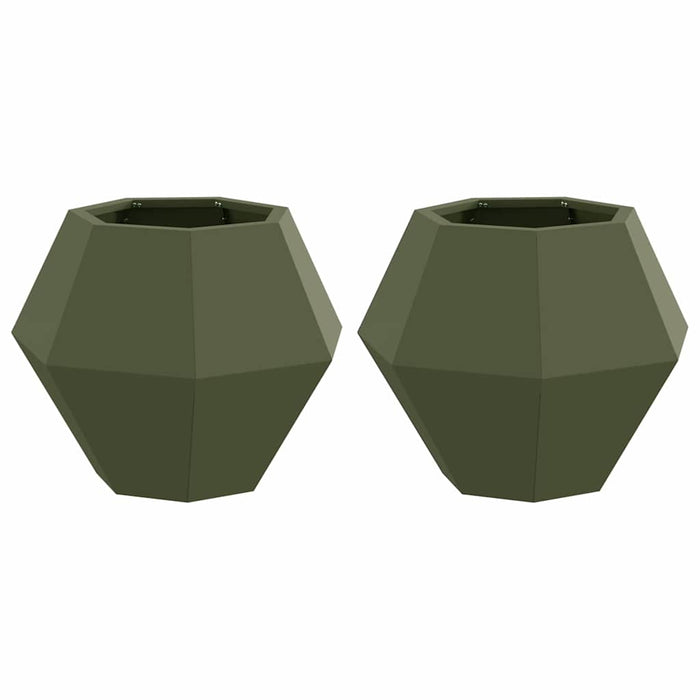 Jardinieră 2 pcs Verde măsliniu 50 x 50 x 40 cm Oțel WALTI