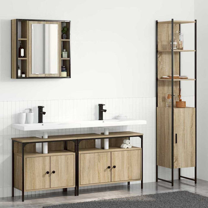 Set de mobilier pentru baie 4 pcs Stejar Sonoma Lemn compozit - WALTI WALTI